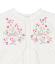 Load image into Gallery viewer, Bebe/Fox & Finch - Winnie Embroidered Velour with Bunny Embroidery Zip Suit - Cloud