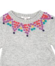 Load image into Gallery viewer, Bebe/Fox & Finch - Winter Vacay Hand Embroidered Knitted Dress - Light Grey Marle