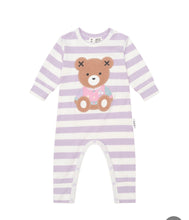 Load image into Gallery viewer, Huxbaby - College Hux Orchid Stripe Romper - orchid + almond Milk