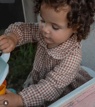 Load image into Gallery viewer, Milky - Check Tiered Dress - Off White/Cinnamon