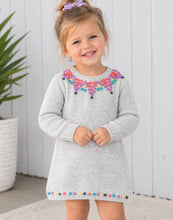 Load image into Gallery viewer, Bebe/Fox & Finch - Winter Vacay Hand Embroidered Knitted Dress - Light Grey Marle