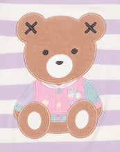 Load image into Gallery viewer, Huxbaby - College Hux Orchid Stripe Romper - orchid + almond Milk