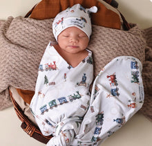 Load image into Gallery viewer, Snuggle Hunny Organic Jersey Baby wrap set, Rose Bud, Taking Flight, Alice's Tea Party, Fairy Garden, Little Racer, Lilac skies