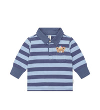 Load image into Gallery viewer, Huxbaby - Peeping Hux Blue Stripe Polo - Blue