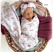 Load image into Gallery viewer, Snuggle Hunny Organic Jersey Baby wrap set, Rose Bud, Taking Flight, Alice's Tea Party, Fairy Garden, Little Racer, Lilac skies