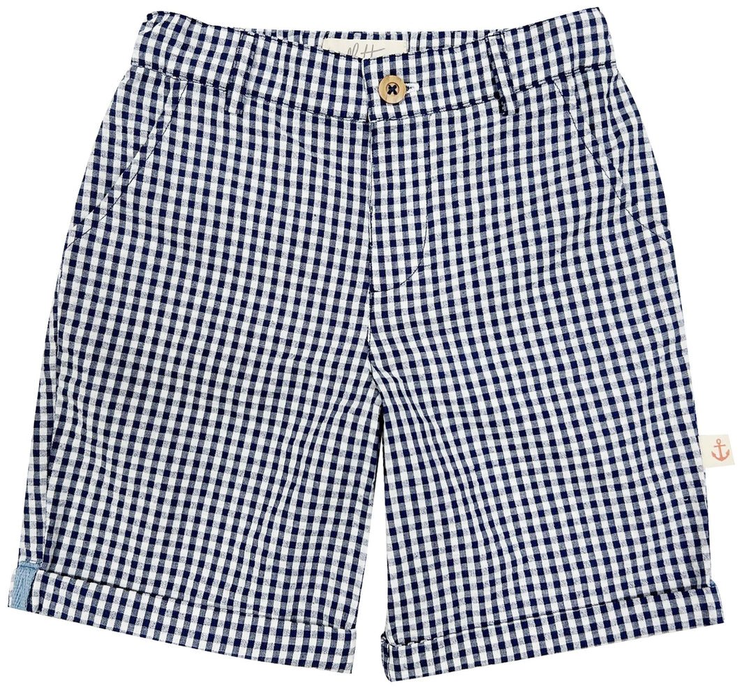 Albetta- Blue Gingham Seersucker Shorts