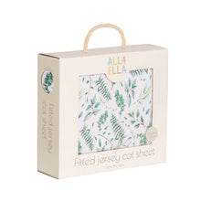Load image into Gallery viewer, All4 Ella Jersey Cot Sheets - Leaves - PRESENETED IN A BOX