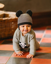 Load image into Gallery viewer, Bebe - Angus Stripe Pom Pom Knitted Beanie - Charcoal Stripe