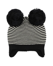 Load image into Gallery viewer, Bebe - Angus Stripe Pom Pom Knitted Beanie - Charcoal Stripe
