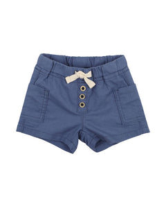 Bebe- Kai Button Front Shorts- Mid  Blue