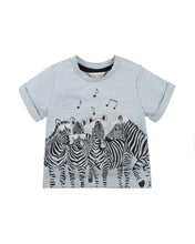 Load image into Gallery viewer, Fox & Finch - Bebe- Zebra Party Tee- Soft Blue