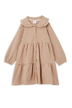 Load image into Gallery viewer, Milky - Check Tiered Dress - Off White/Cinnamon