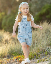 Load image into Gallery viewer, Fox & Finch/Bebe - Grow Wild Flower Applique Overall - Light Blue Denim