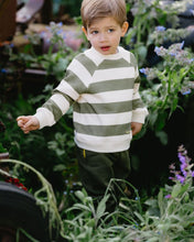 Load image into Gallery viewer, Fox & Finch/Bebe - High Flyer - Stripe Sweatshirt - Khaki Green Stripe