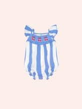 Load image into Gallery viewer, Hux Baby - Seaside Cherry Stripe Playsuit - seaside/almond milk