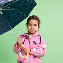 Load image into Gallery viewer, Korango Girl Dinosaurs Colour Changing Raincoat - Navy or Hot Pink
