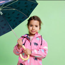 Load image into Gallery viewer, Korango Girl Dinosaurs Colour Changing Raincoat - Navy