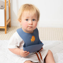 Load image into Gallery viewer, Living Textiles - Silicone Bibs - Lion Steel Blue