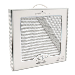 Living Textiles - Cotton Knit Blanket - Grey Stripe