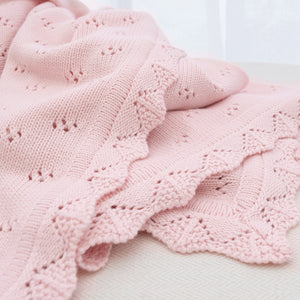 Living Textiles - Bamboo/Cotton Heirloom Baby Blanket - Blush Or Natural