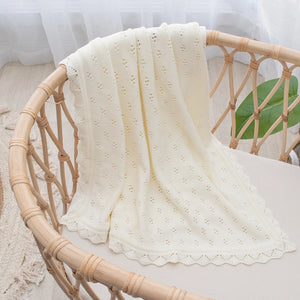Living Textiles - Bamboo/Cotton Heirloom Baby Blanket - Blush Or Natural