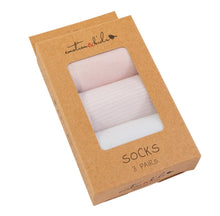 Load image into Gallery viewer, Emotion Kids - Fine stripe 3 pack of Socks - Blue or Pink