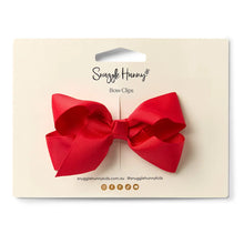 Load image into Gallery viewer, Snuggle Hunny - Christmas Hair Clips - Red Bow , Gold Bow or Red Piggy Tail Clips