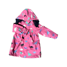 Load image into Gallery viewer, Korango Girl Dinosaurs Colour Changing Raincoat - Navy