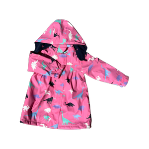 Korango Girl Dinosaurs Colour Changing Raincoat - Navy or Hot Pink