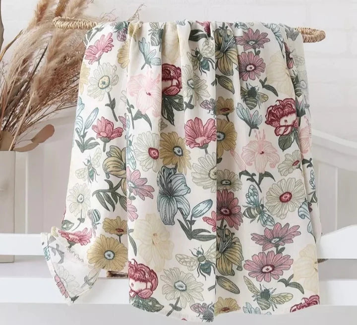 Logan Ray Swaddles/Wraps Large Floral, Eucalyptus, Mint Leaves