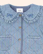 Load image into Gallery viewer, Hux Baby - Vintage Bow collar Denim Jacket - Blue Stripe
