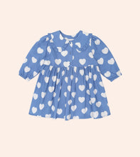 Load image into Gallery viewer, Hux Baby -  Frill Heart Collar Dress - Bijou Blue
