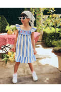 Hux Baby - Seaside Cherry Stripe Dress - Seaside/almond milk