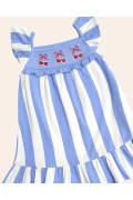 Hux Baby - Seaside Cherry Stripe Dress - Seaside/almond milk