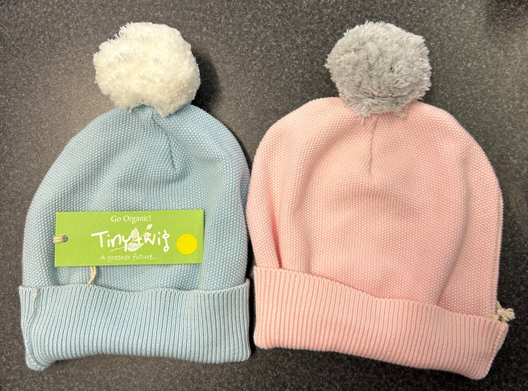 Tiny Twig waffle cotton beanie- BLUE OR PINK