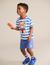 Load image into Gallery viewer, Hux Baby- NauticalStripe Sitting Tee - Almond Milk
