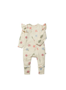 Tiny Twig Organic Cotton Long Sleeve Zip Suit - Winter Blooms