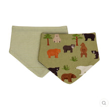 Load image into Gallery viewer, All4 Ella - Bandana Bibs - Reversible - BLAST OFF, BEEP BEEP, FOREST FRIENDS, DOG BREEDLIGHTNING, OUTERSPACE,LINED VEHICLE, SAGE DINO
