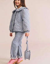 Load image into Gallery viewer, Hux Baby - Vintage Bow collar Denim Jacket - Blue Stripe
