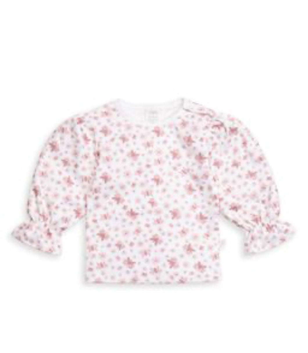 Tiny Twig - Butterfly Frill Sleeve Tee - Butterfly Print
