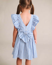 Load image into Gallery viewer, Hux Baby - Dusty Blue Gingham Bow Dress
