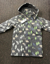 Load image into Gallery viewer, Korango - Bear Print Colour Change Sherpa Lined Raincoat - Charcoal
