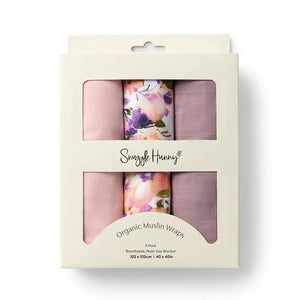Snuggle Hunny 3 pack Muslin Wraps - Dog Park,Blushing Beauty or Diggers