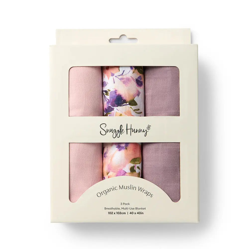Snuggle Hunny 3 pack Muslin Wraps - Blushing Beauty