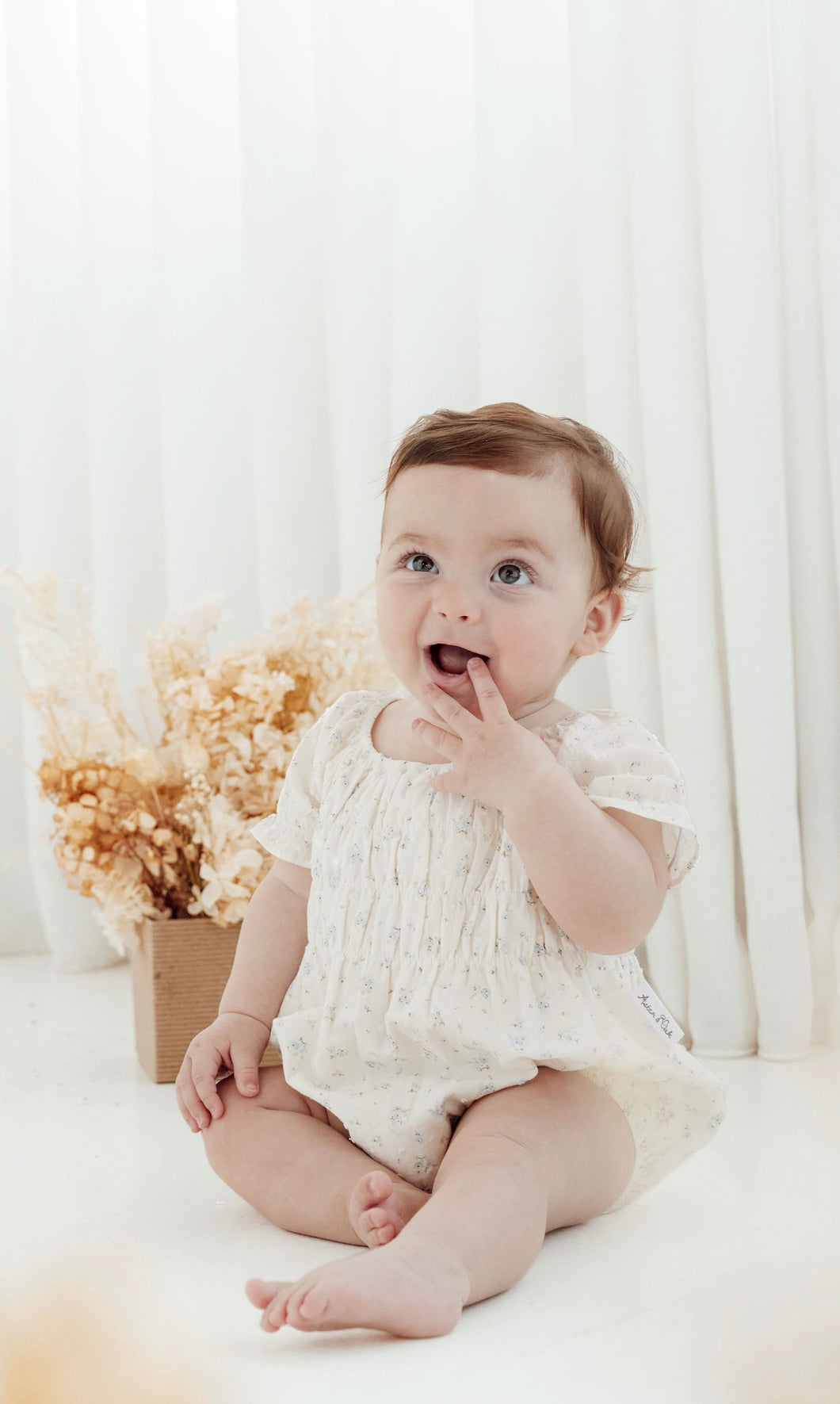 Aster & Oak - Sofia Floral Bubble Romper - Ivory