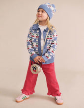 Load image into Gallery viewer, Hux Baby - Cherry Heart Frill Collar Knit Cardigan - Blue Multi
