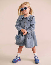 Load image into Gallery viewer, Hux Baby - Vintage Bow Collar Denim Dress - Blue Stripe
