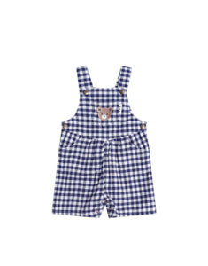 Hux Baby - Check Short Overalls - Indigo/Almond Milk