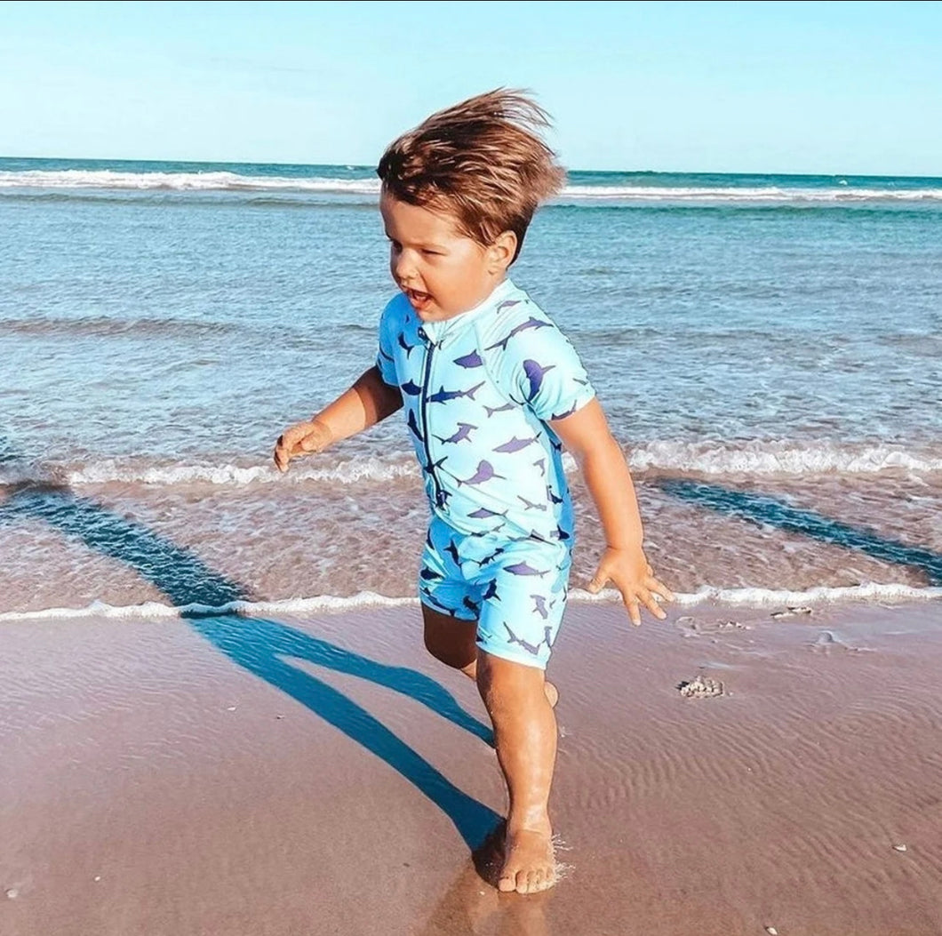 Korango swim suit - shark print Blue or Green
