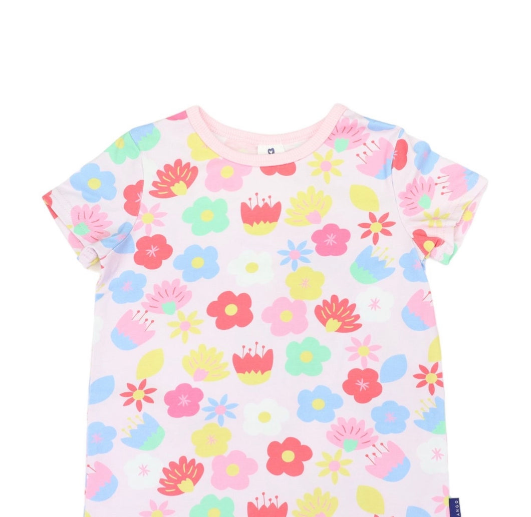 Korango- Flower Print Swing Top- Pink